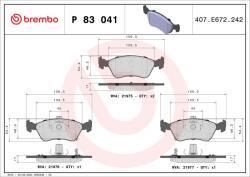 BREMBO Sada brzdových platničiek kotúčovej brzdy BREMBO P 83 041 (P 83 041)