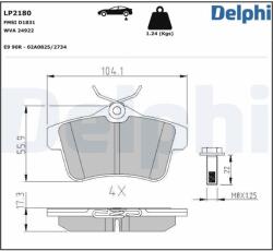 DELPHI Sada brzdových platničiek kotúčovej brzdy DELPHI LP2180 (LP2180)