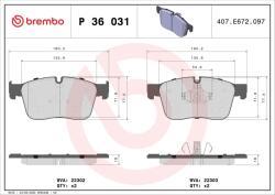 BREMBO Sada brzdových platničiek kotúčovej brzdy BREMBO P 36 031 (P 36 031)