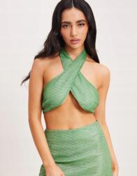 Noisy May zöld rövid felső fényes nyitott hát NG5 zzp S