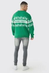 Boohooman zöld karácsonyi pulóver B18 cun mintával M