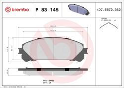 BREMBO Sada brzdových platničiek kotúčovej brzdy BREMBO P 83 145 (P 83 145)