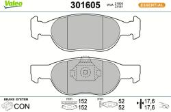VALEO Sada brzdových platničiek kotúčovej brzdy VALEO 301605 (301605)
