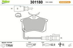 VALEO Sada brzdových platničiek kotúčovej brzdy VALEO 301180 (301180)