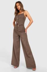 Boohoo barna vállpántos gombos felső B18 aop XL