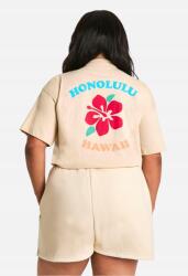 Boohoo bézs nyomott mintás póló Honolulu Hawaii B16 mlt 46