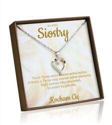 Infinity Ezüst szív nyaklánc strasszokkal Ajándék nővérnek