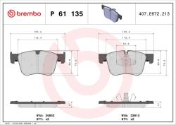 BREMBO Sada brzdových platničiek kotúčovej brzdy BREMBO P 61 135 (P 61 135)