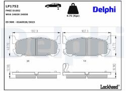 DELPHI Sada brzdových platničiek kotúčovej brzdy DELPHI LP1752 (LP1752)