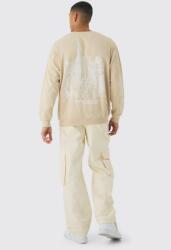 Boohooman Bézs Nyomtatott Pulóver B18 nmb Xs