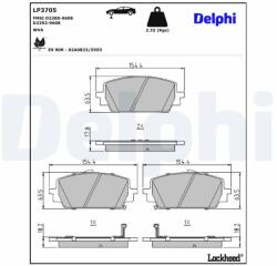 DELPHI Sada brzdových platničiek kotúčovej brzdy DELPHI LP3705 (LP3705)