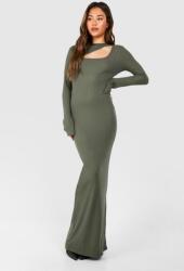Boohoo bordázott zöld maxi ruha kivágás B18 svc M