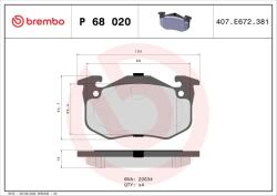 BREMBO Sada brzdových platničiek kotúčovej brzdy BREMBO P 68 020 (P 68 020)