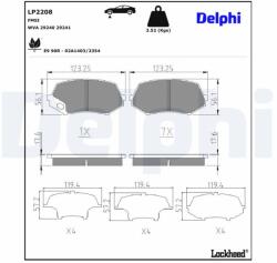 DELPHI Sada brzdových platničiek kotúčovej brzdy DELPHI LP2208 (LP2208)