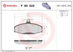 BREMBO Sada brzdových platničiek kotúčovej brzdy BREMBO P 85 022 (P 85 022)