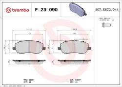 BREMBO Sada brzdových platničiek kotúčovej brzdy BREMBO P 23 090 (P 23 090)