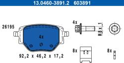 ATE Sada brzdových platničiek kotúčovej brzdy ATE 13.0460-3891.2 (13.0460-3891.2)
