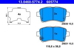 ATE Sada brzdových platničiek kotúčovej brzdy ATE 13.0460-5774.2 (13.0460-5774.2)