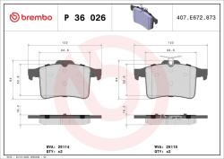 BREMBO Sada brzdových platničiek kotúčovej brzdy BREMBO P 36 026 (P 36 026)