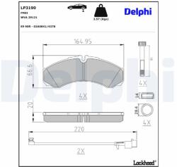 DELPHI Sada brzdových platničiek kotúčovej brzdy DELPHI LP3190 (LP3190)