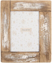 Clayre & Eef Rama foto masa lemn maro alb 21x2x26 cm / 13x18 cm (2F1297deco)