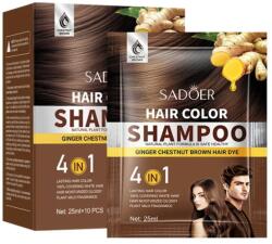 SADOER Sampon colorant pentru par cu extract de ghimbir 25 ml x 10 buc Chestnut Brown