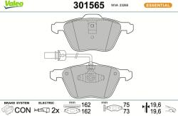 VALEO Sada brzdových platničiek kotúčovej brzdy VALEO 301565 (301565)