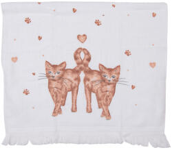 Clayre & Eef Prosop de maini si fata bumbac maro alb Pisicute 40x66 cm (CTKCSdeco) Prosop