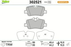 VALEO Sada brzdových platničiek kotúčovej brzdy VALEO 302521 (302521)