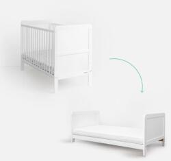 Woodies Safe Dreams Patut din lemn masiv, transformabil pentru bebe si junior, clasic alb 140 x 70 cm