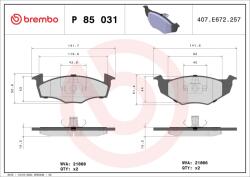 BREMBO Sada brzdových platničiek kotúčovej brzdy BREMBO P 85 031 (P 85 031)