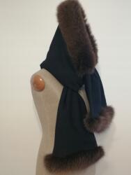  Sálgallér kapucnival, rókaprém szegéllyel sapka és sál egyben