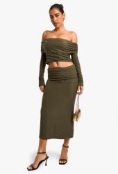 Boohoo Zöld Nyitott Vállú Felső B18 mxr L