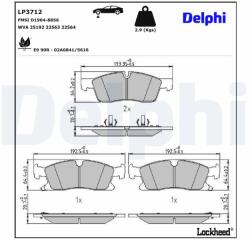 DELPHI Sada brzdových platničiek kotúčovej brzdy DELPHI LP3712 (LP3712)