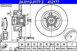 ATE Brzdový kotúč ATE 24.0112-0177.2 (24.0112-0177.2)