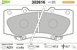 VALEO Sada brzdových platničiek kotúčovej brzdy VALEO 302616 (302616)