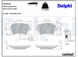DELPHI Sada brzdových platničiek kotúčovej brzdy DELPHI LP3141 (LP3141)