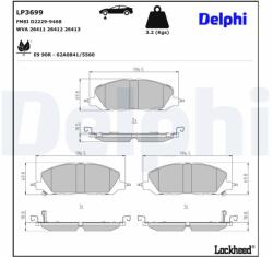 DELPHI Sada brzdových platničiek kotúčovej brzdy DELPHI LP3699 (LP3699)