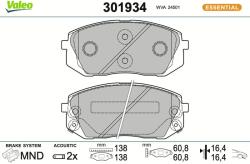 VALEO Sada brzdových platničiek kotúčovej brzdy VALEO 301934 (301934)