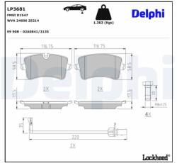 DELPHI Sada brzdových platničiek kotúčovej brzdy DELPHI LP3681 (LP3681)