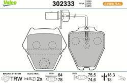 VALEO Sada brzdových platničiek kotúčovej brzdy VALEO 302333 (302333)