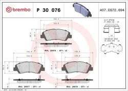 BREMBO Sada brzdových platničiek kotúčovej brzdy BREMBO P 30 076 (P 30 076)