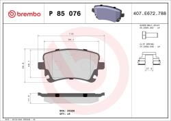 BREMBO Sada brzdových platničiek kotúčovej brzdy BREMBO P 85 076 (P 85 076)