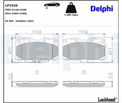 DELPHI Sada brzdových platničiek kotúčovej brzdy DELPHI LP1020 (LP1020)