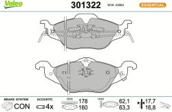 VALEO Sada brzdových platničiek kotúčovej brzdy VALEO 301322 (301322)