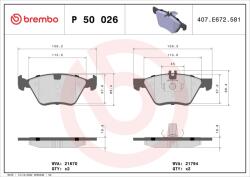 BREMBO Sada brzdových platničiek kotúčovej brzdy BREMBO P 50 026 (P 50 026)