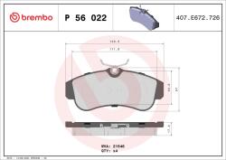 BREMBO Sada brzdových platničiek kotúčovej brzdy BREMBO P 56 022 (P 56 022)