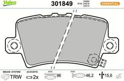 VALEO Sada brzdových platničiek kotúčovej brzdy VALEO 301849 (301849)