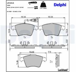 DELPHI Sada brzdových platničiek kotúčovej brzdy DELPHI LP1914 (LP1914)