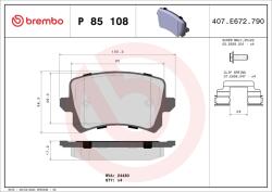 BREMBO Sada brzdových platničiek kotúčovej brzdy BREMBO P 85 108 (P 85 108)